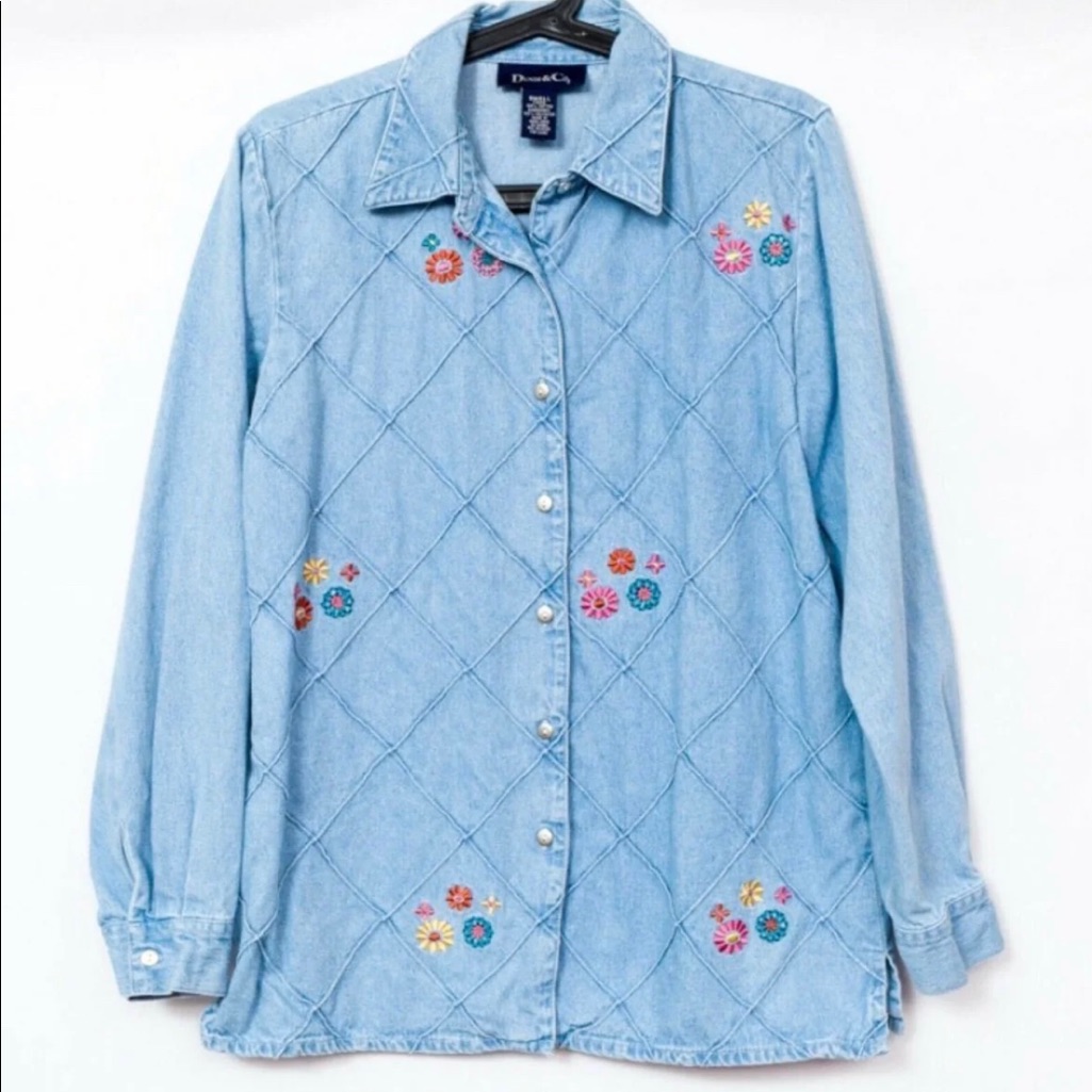 Denim  Co Button Down Womens Vintage Shirt Sz M